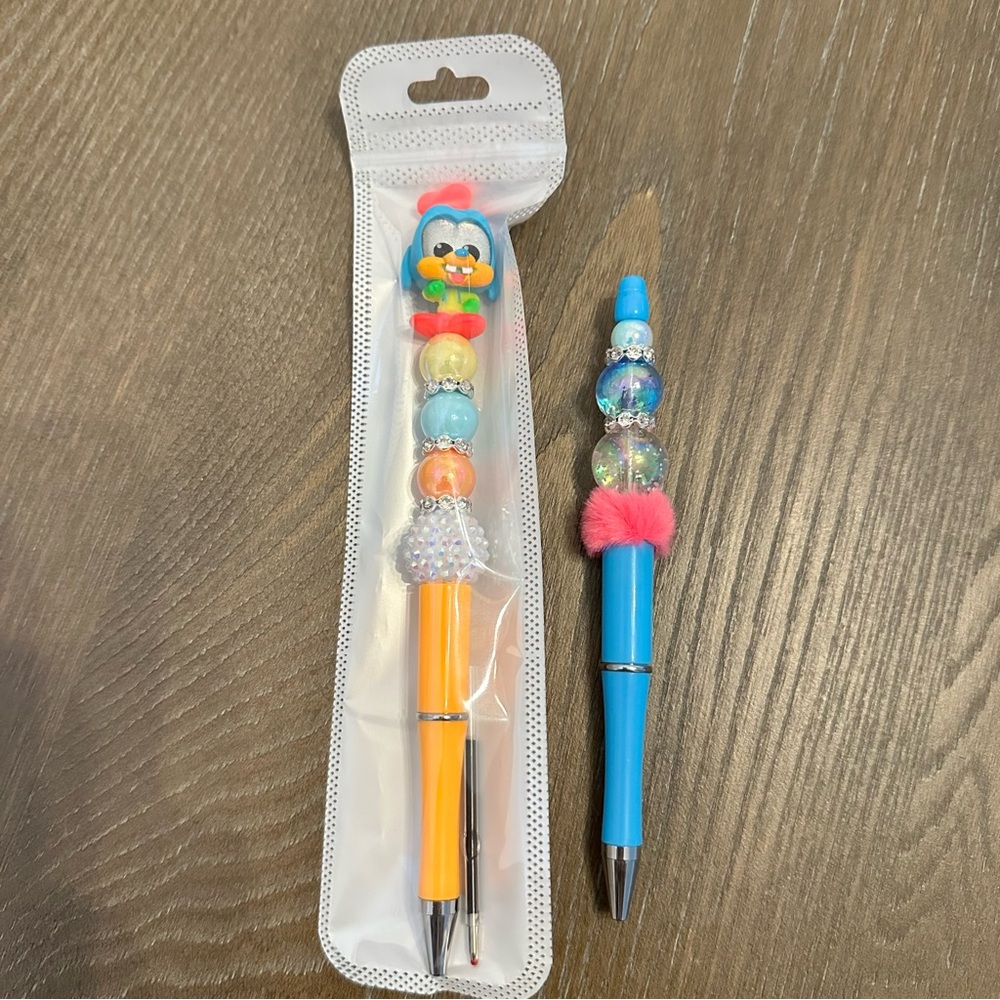Disney Neon Goofy Doorables Set of 2 Beaded Pens Refill‎ Ink - Picture 6 of 6